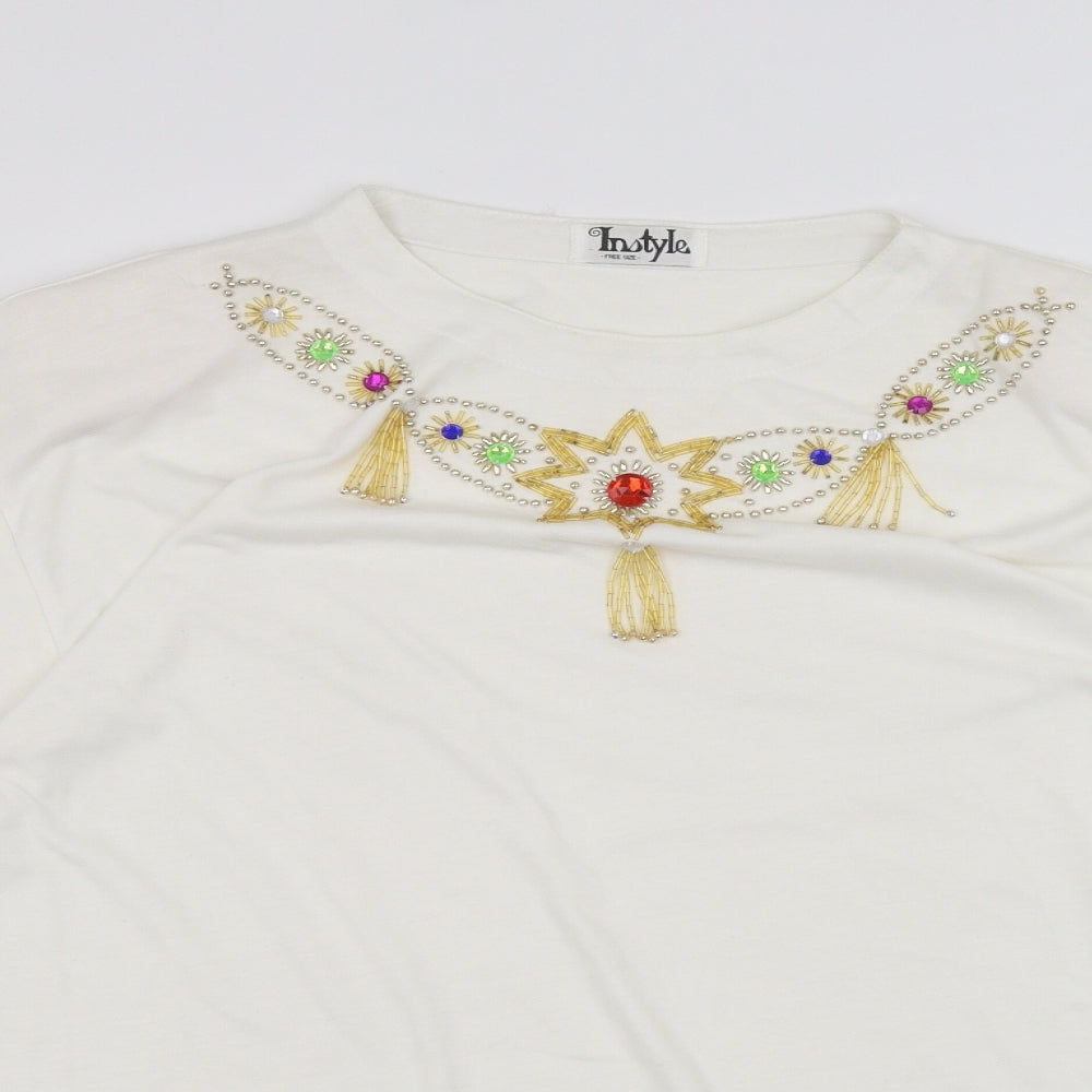 Womens UK Size One Size Instyle White Basic T-Shirt
