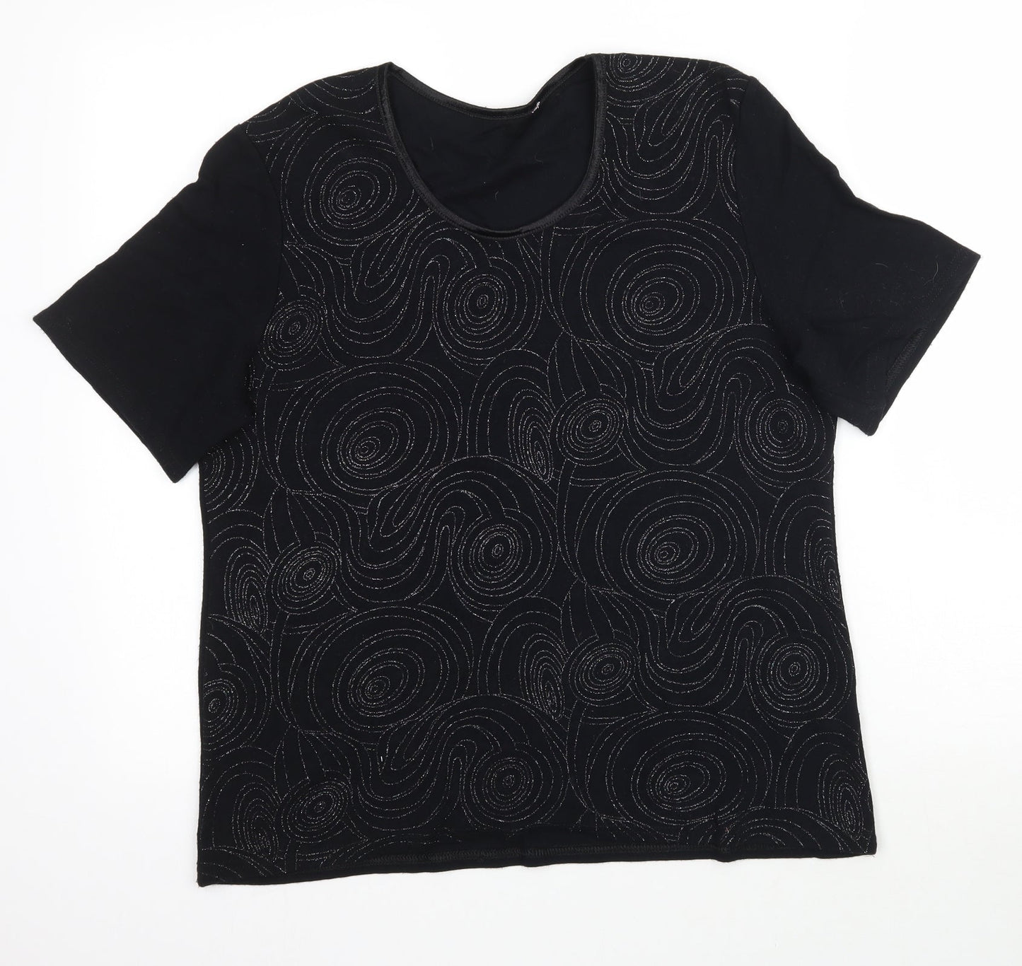 Bonmarche Womens Black Geometric  Basic T-Shirt Size M