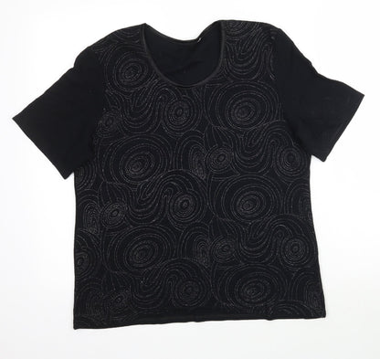 Bonmarche Womens Black Geometric  Basic T-Shirt Size M