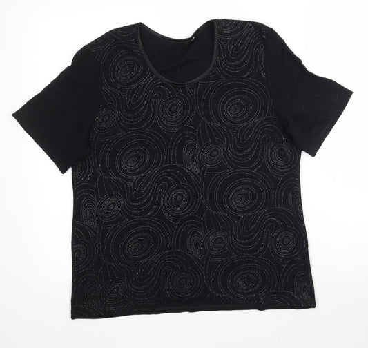 Bonmarche Womens Black Geometric  Basic T-Shirt Size M