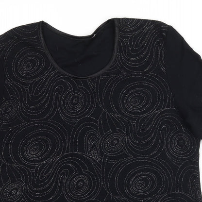 Bonmarche Womens Black Geometric  Basic T-Shirt Size M