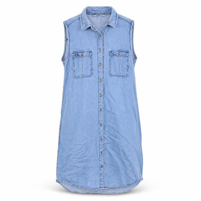 Very Womens Blue Basic Button-Up Size 8