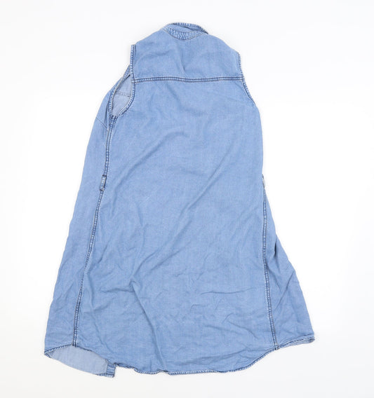 Womens UK Size 8 BY VERY Blue Basic Button-Up
