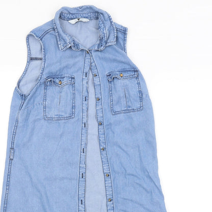Womens UK Size 8 BY VERY Blue Basic Button-Up