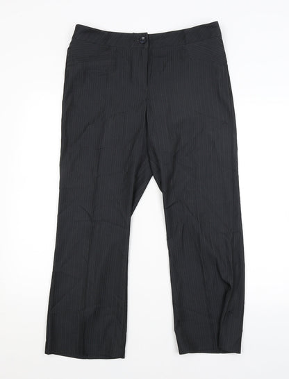 George Womens Grey Striped  Trousers  Size 12 L26 in