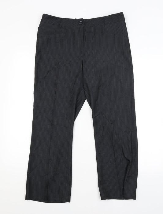 George Womens Grey Striped  Trousers  Size 12 L26 in
