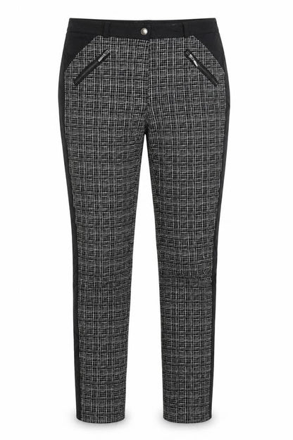 Front view of Atmosphere women’s black check trousers, size UK 10, 28-inch leg