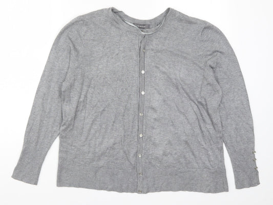 Primark Womens Grey  Knit Cardigan Jumper Size 22