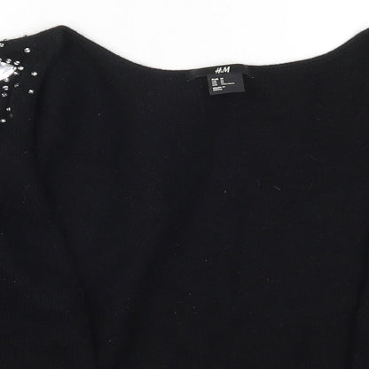 Womens UK Size M H&M Black Cardigan Jumper