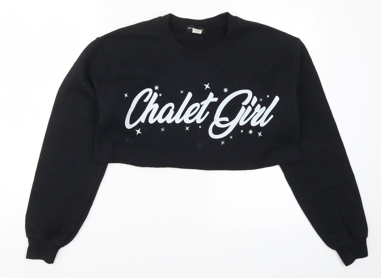 PRETTYLITTLETHING Womens Black   Pullover Sweatshirt Size S  - Chalet Girl