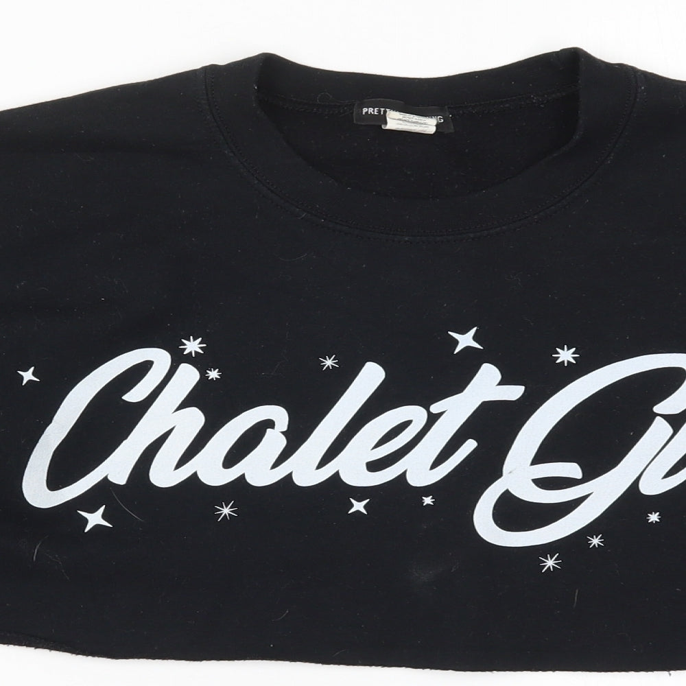 PRETTYLITTLETHING Womens Black   Pullover Sweatshirt Size S  - Chalet Girl
