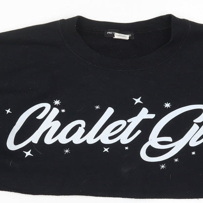 PRETTYLITTLETHING Womens Black   Pullover Sweatshirt Size S  - Chalet Girl