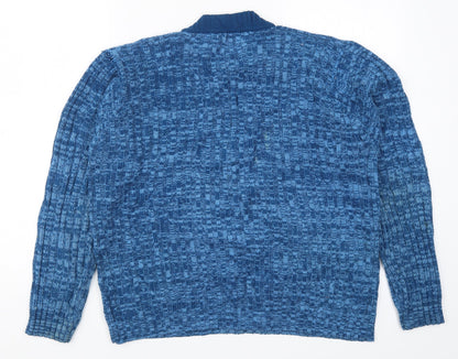 Fully Fashioned Womens Blue  Knit Henley Jumper Size XL