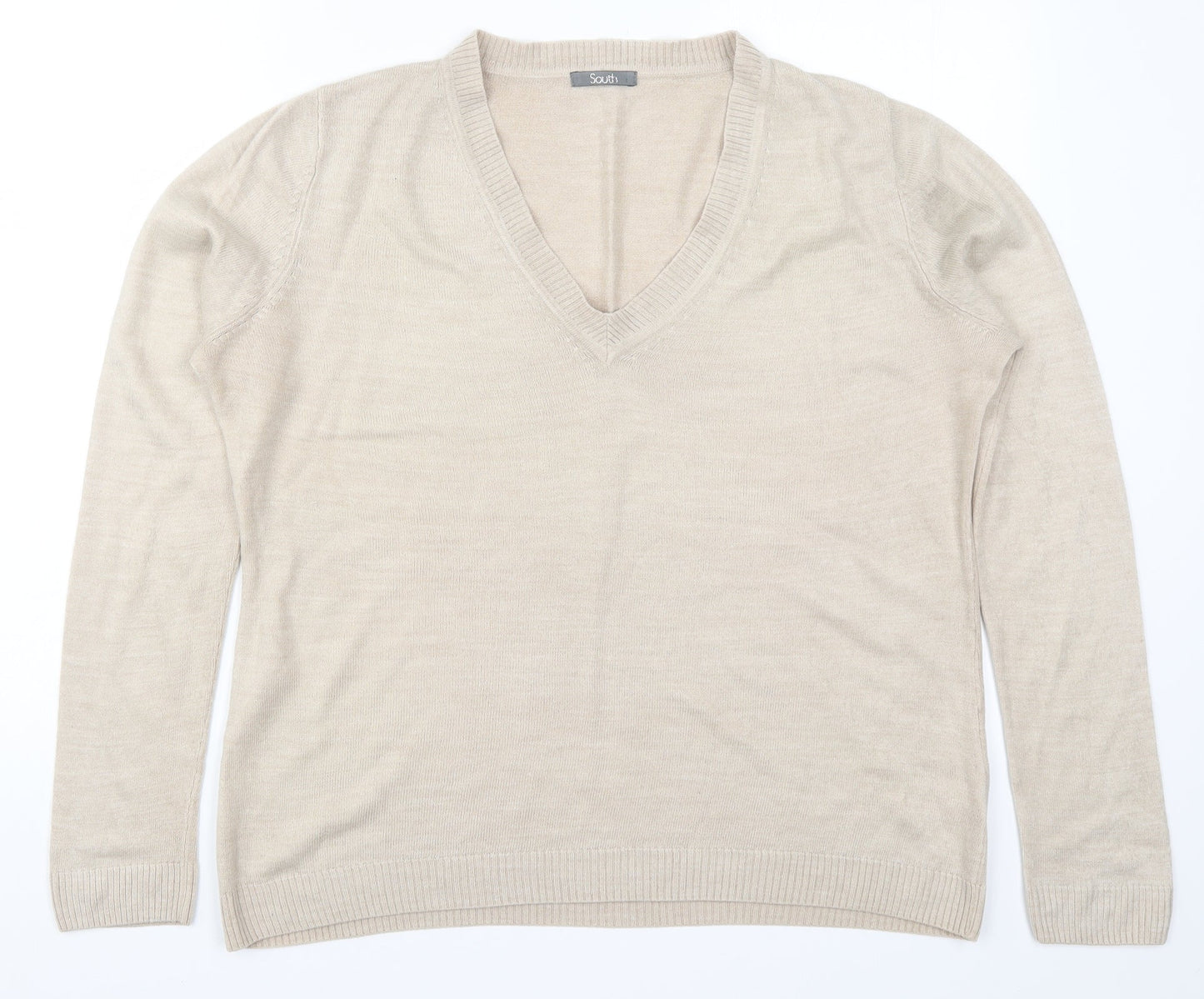 Womens UK Size 16 South Beige Pullover Jumper