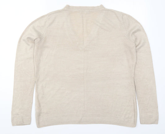Womens UK Size 16 South Beige Pullover Jumper