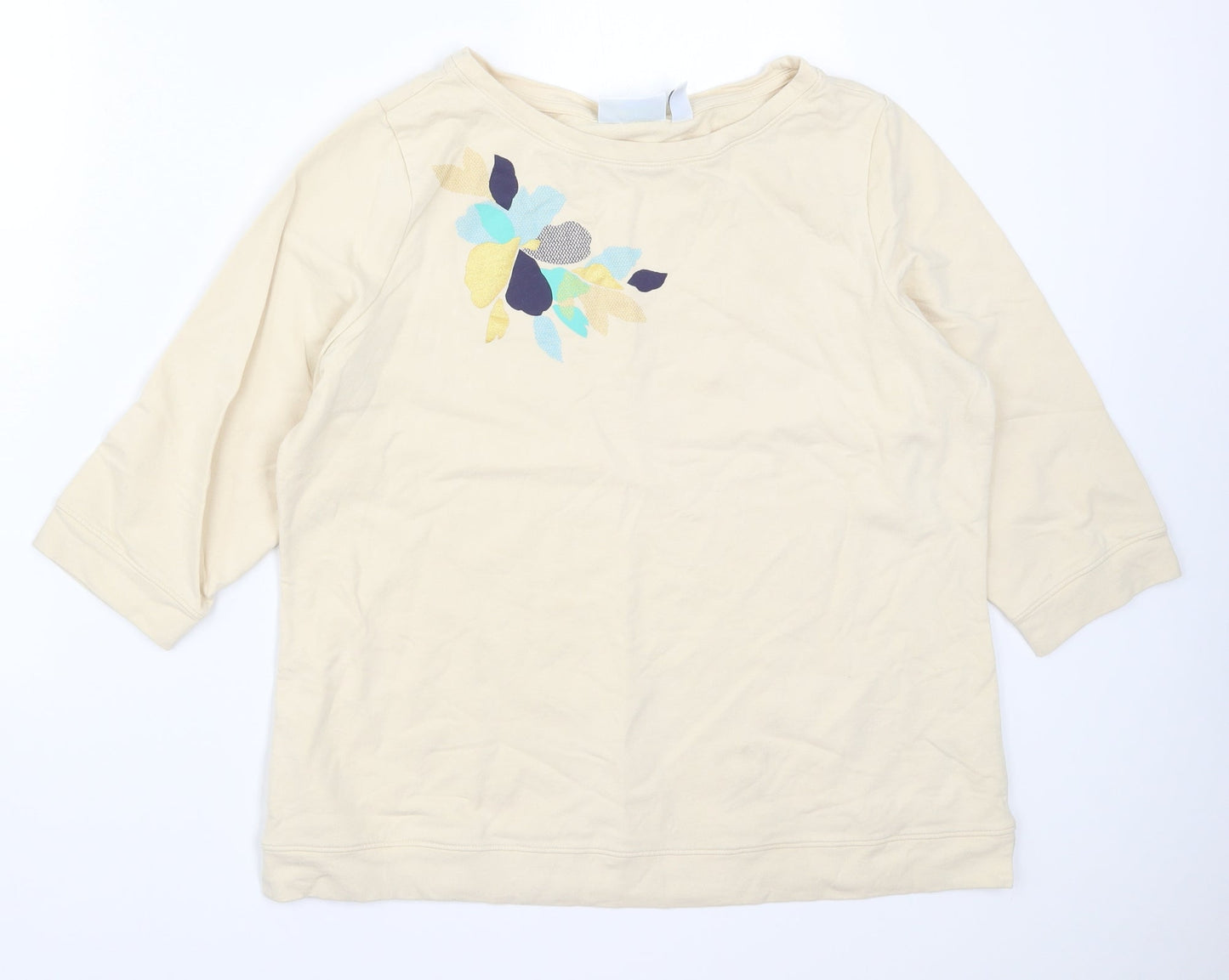 D&Co Womens Beige   Pullover Sweatshirt Size L  - Flower