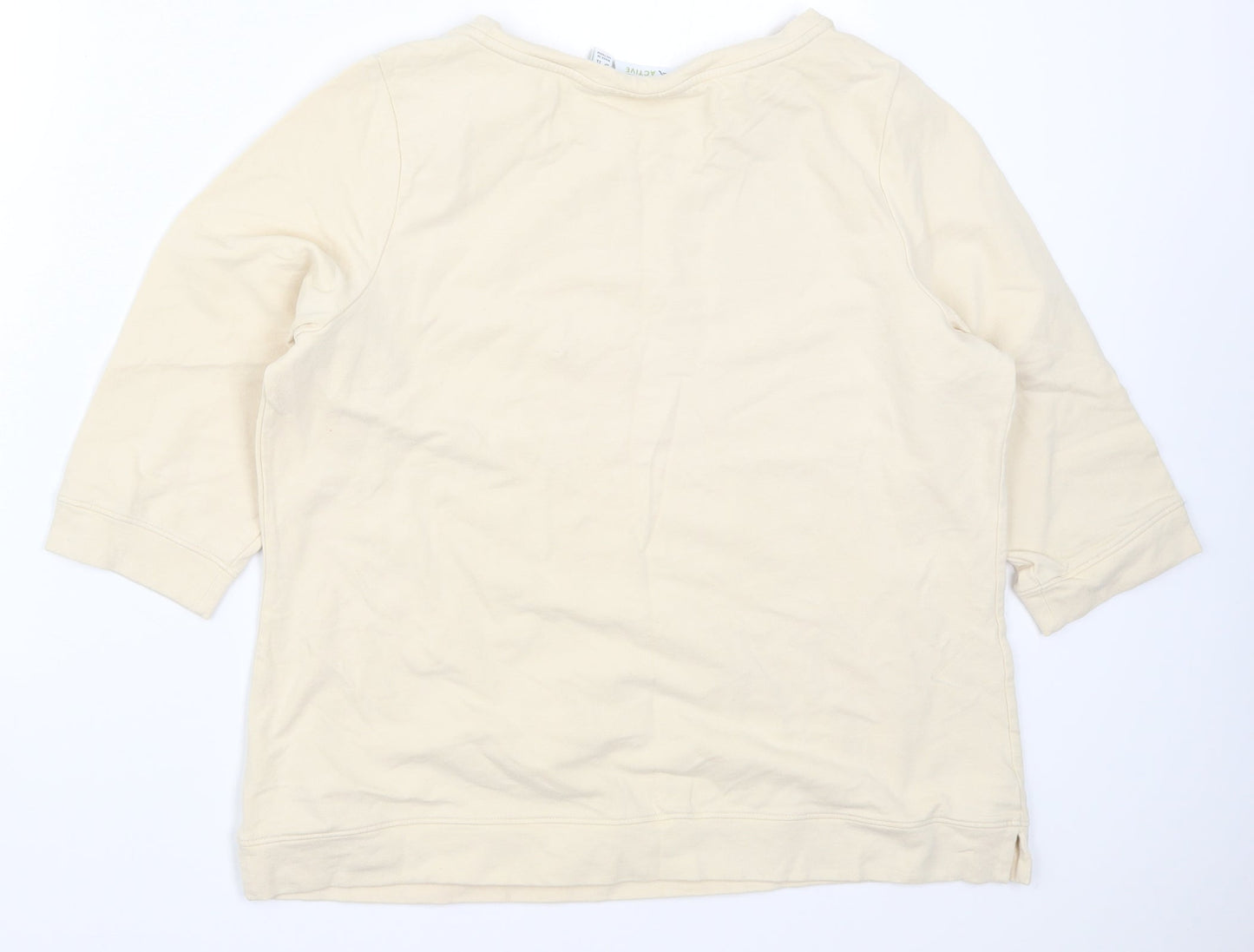 D&Co Womens Beige   Pullover Sweatshirt Size L  - Flower