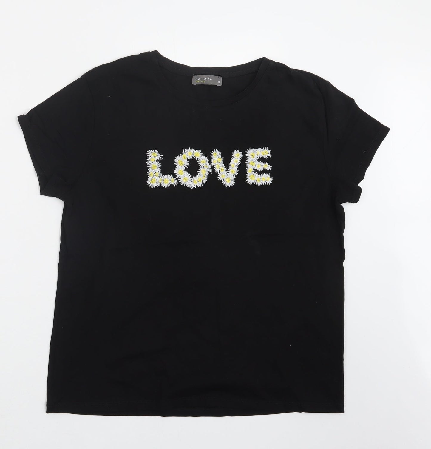 Papaya Womens Black   Basic T-Shirt Size 12