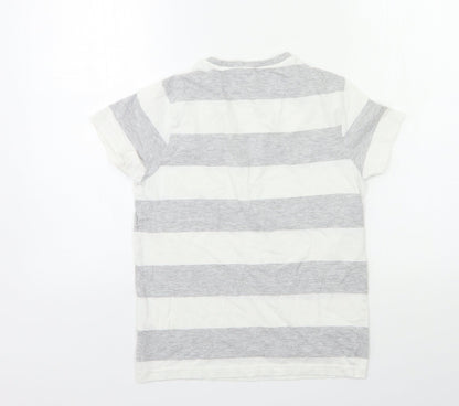 Marks and Spencer Boys Grey Striped  Basic T-Shirt Size 9-10 Years