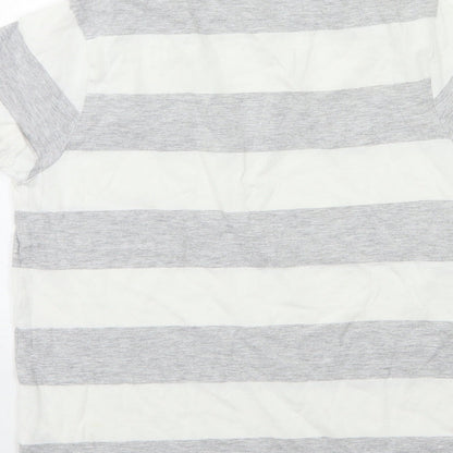 Marks and Spencer Boys Grey Striped  Basic T-Shirt Size 9-10 Years