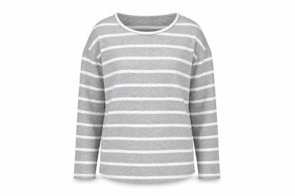 M&Co Womens Grey Striped  Basic T-Shirt Size 12