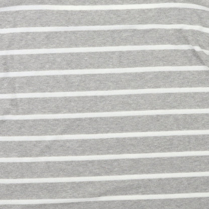 M&Co Womens Grey Striped  Basic T-Shirt Size 12