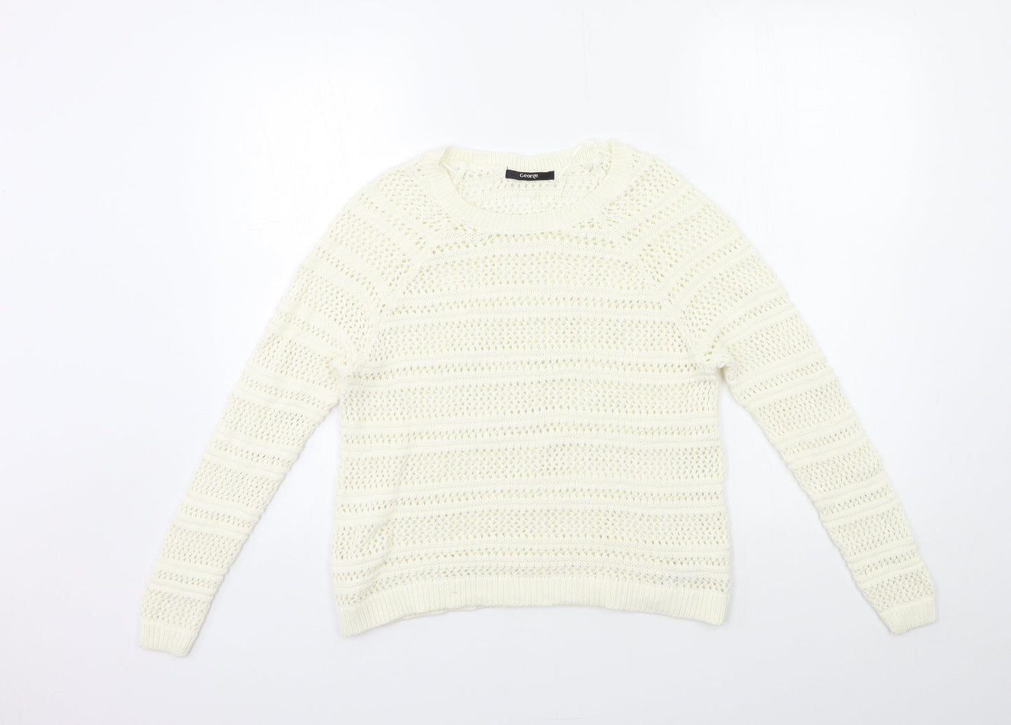 George Womens White  Knit Pullover Jumper Size 12