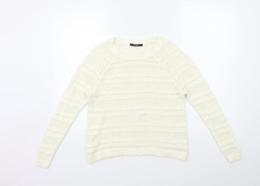 George Womens White  Knit Pullover Jumper Size 12
