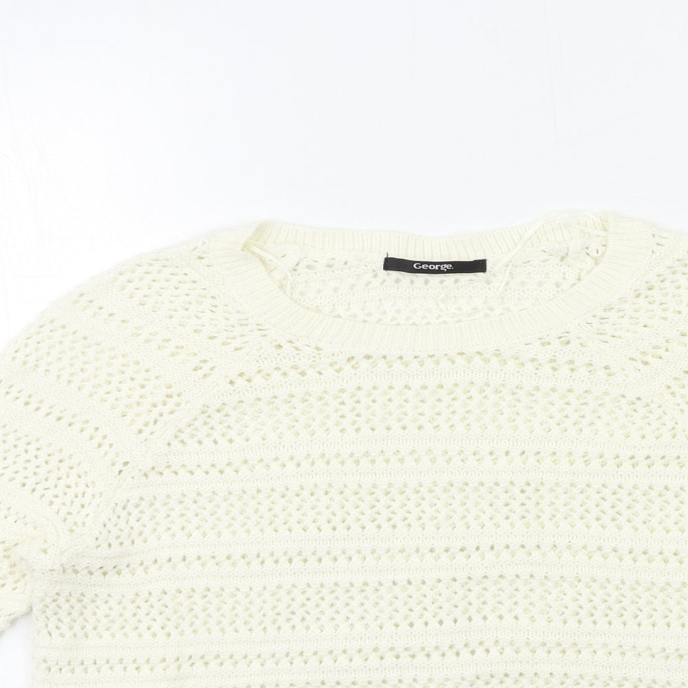 George Womens White  Knit Pullover Jumper Size 12