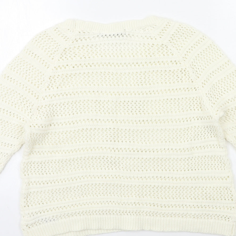 George Womens White  Knit Pullover Jumper Size 12