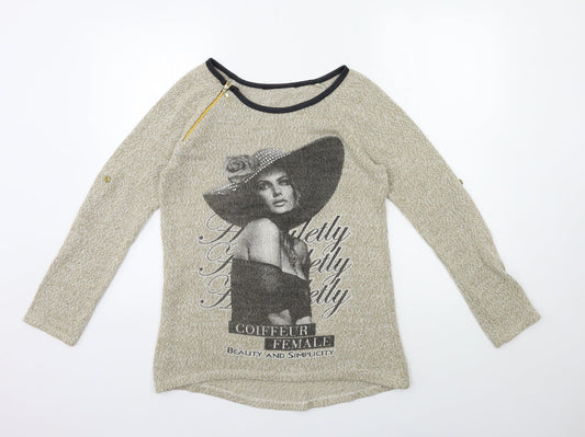 Womens UK Size M Preworn Beige Pullover Jumper