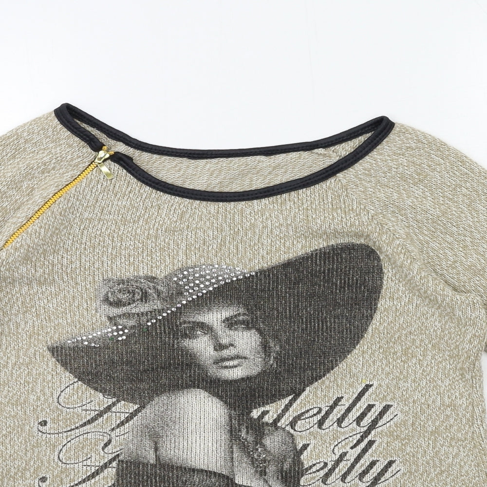 Womens UK Size M Preworn Beige Pullover Jumper