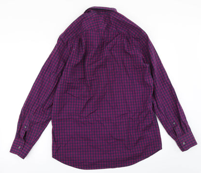 Charles Tyrwhitt Mens Purple Check   Button-Up Size M