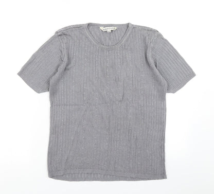 Elizabeth Shelton Womens Grey  Knit Basic T-Shirt Size 16
