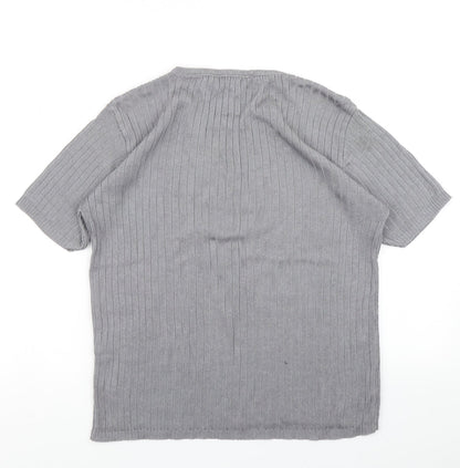 Elizabeth Shelton Womens Grey  Knit Basic T-Shirt Size 16