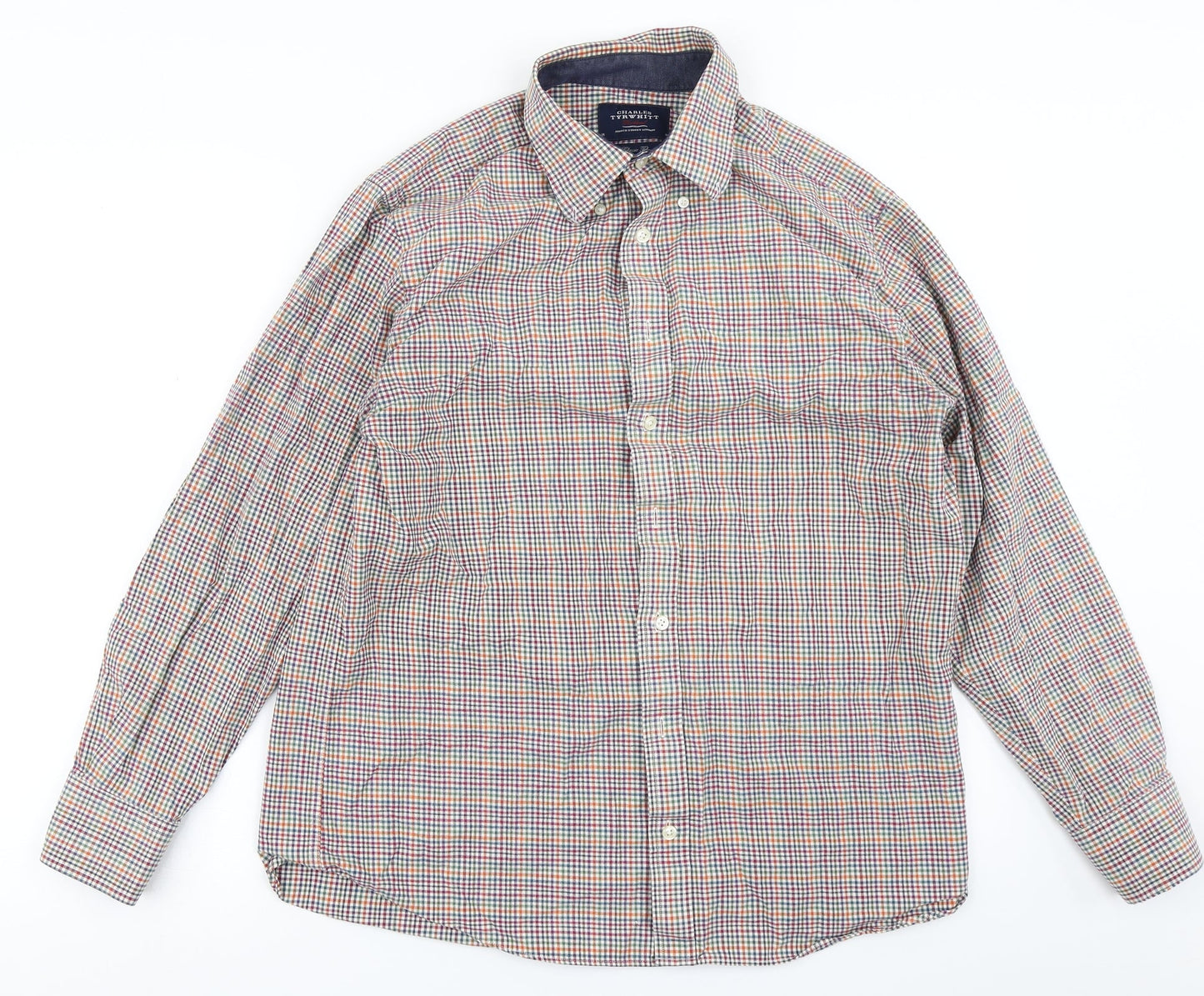 Mens UK Size M Charles Tyrwhitt Pink  Button-Up Long Sleeve Casual Shirt