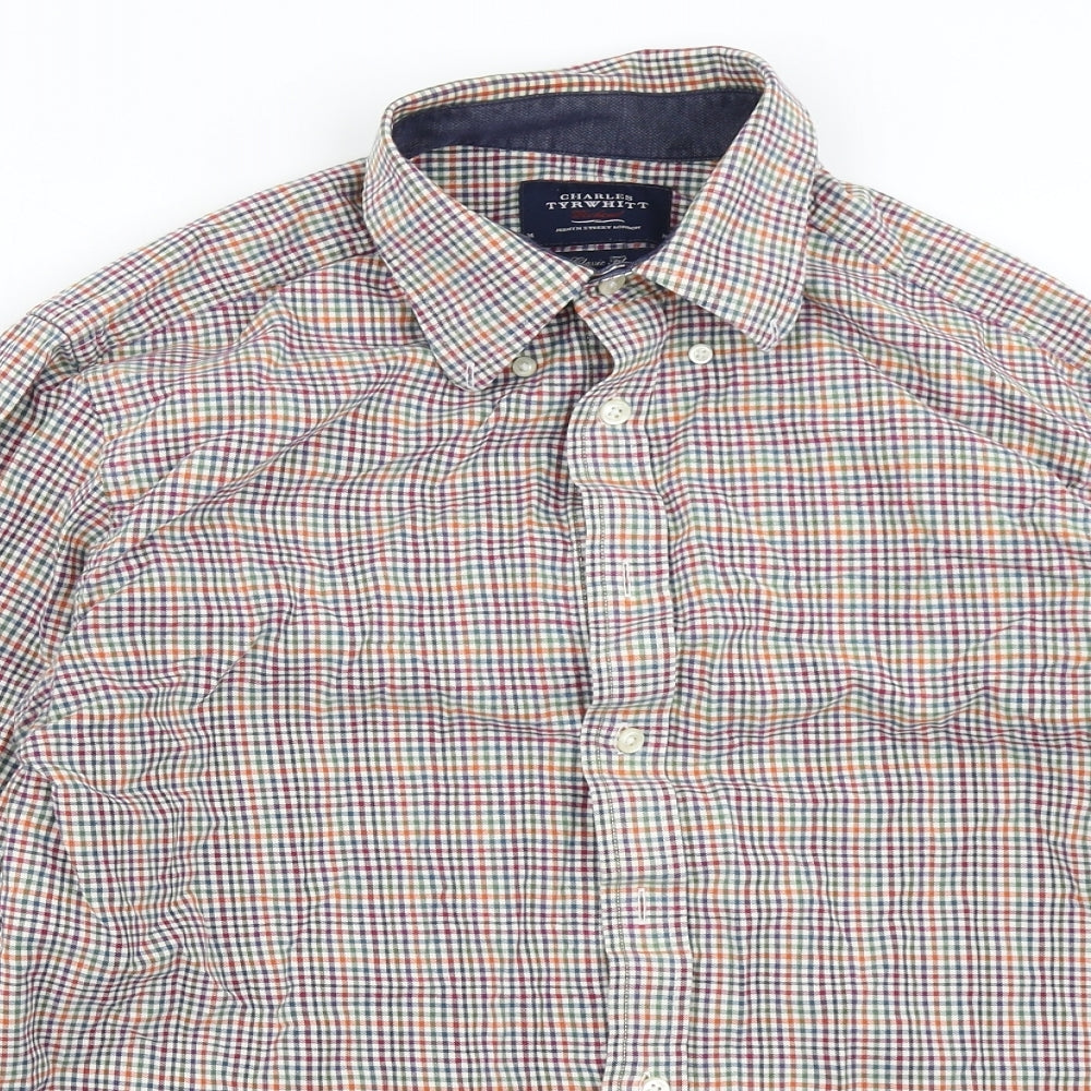 Mens UK Size M Charles Tyrwhitt Pink  Button-Up Long Sleeve Casual Shirt