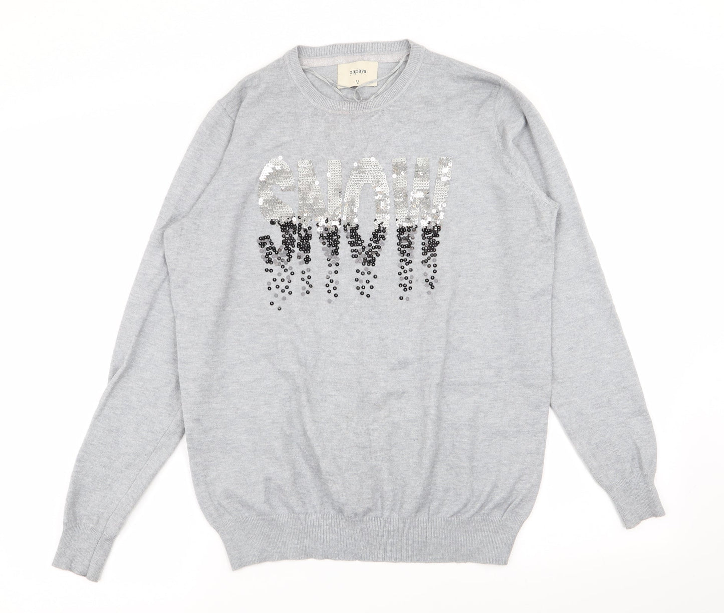 Womens UK Size M Papaya Grey Pullover Jumper