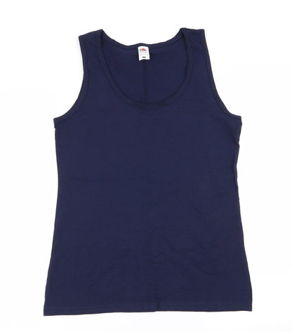 Womens UK Size M Fruit of the Loom Blue Basic Tank