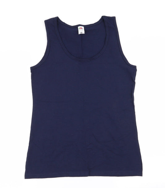 Womens UK Size M Fruit of the Loom Blue Basic Tank