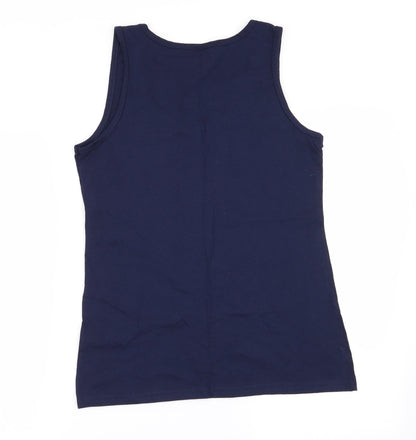 Womens UK Size M Fruit of the Loom Blue Basic Tank