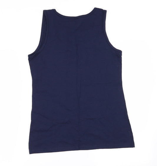 Womens UK Size M Fruit of the Loom Blue Basic Tank