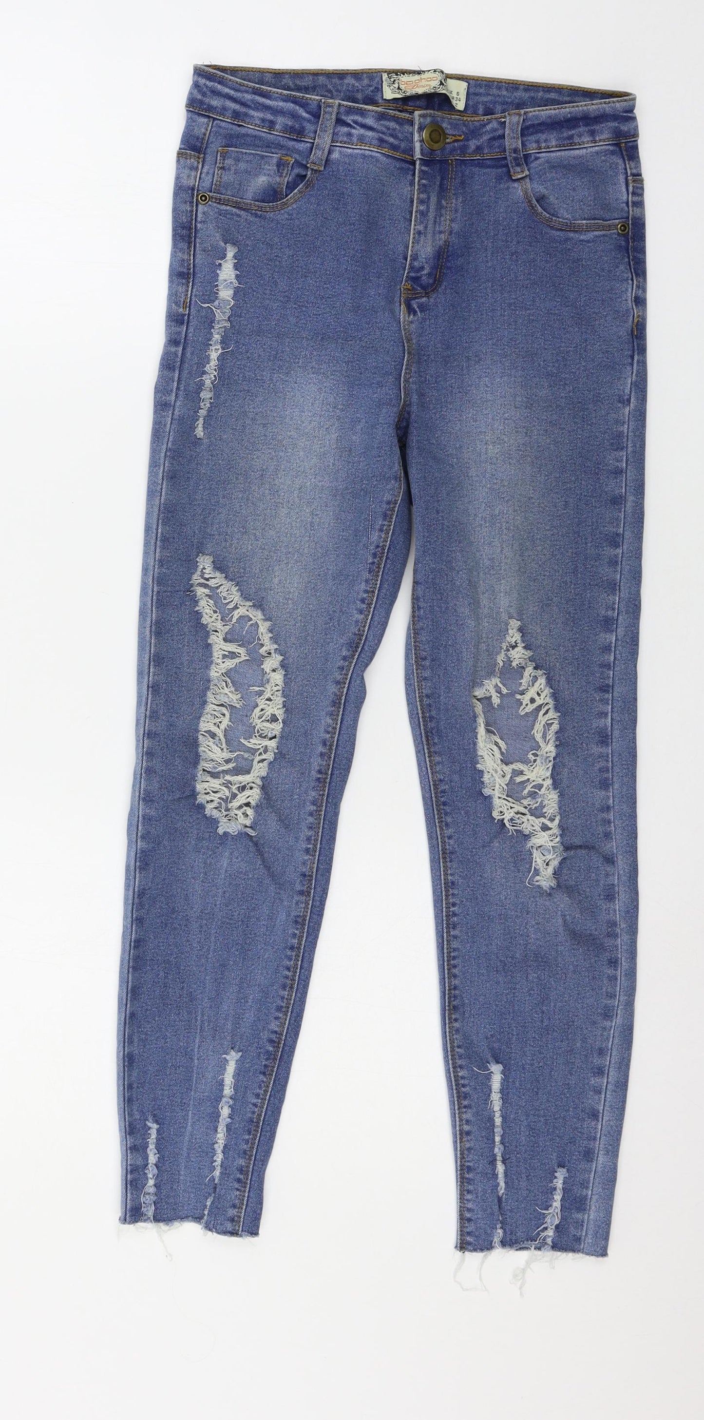 Boohoo Womens Blue  Denim Skinny Jeans Size 6 L24 in