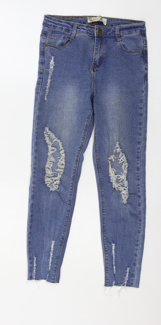 Boohoo Womens Blue  Denim Skinny Jeans Size 6 L24 in