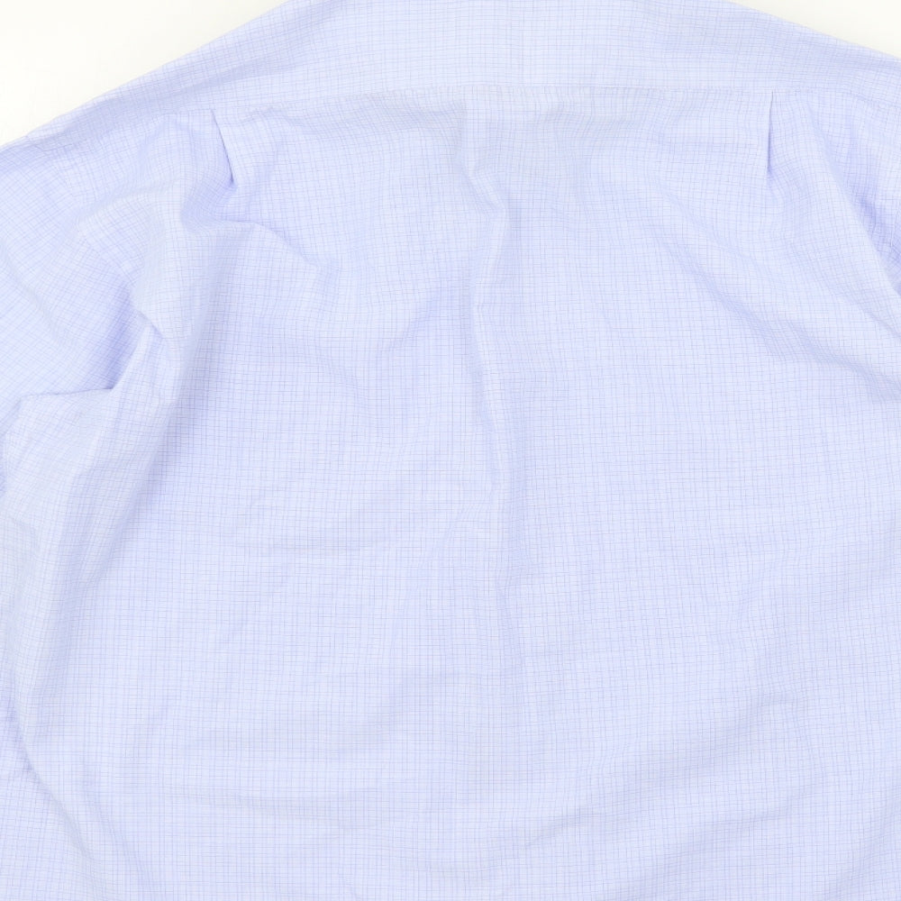 Mens UK Size 16 Essentials Blue  Button-Up Long Sleeve Casual Shirt