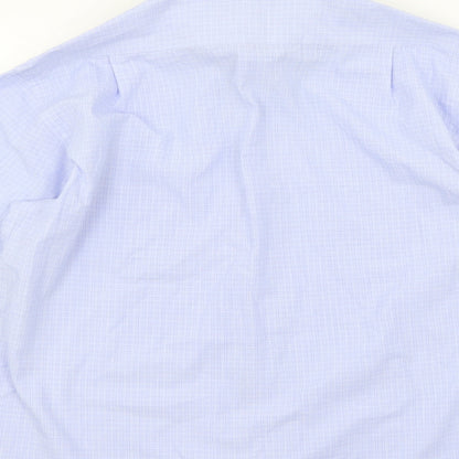 Mens UK Size 16 Essentials Blue  Button-Up Long Sleeve Casual Shirt