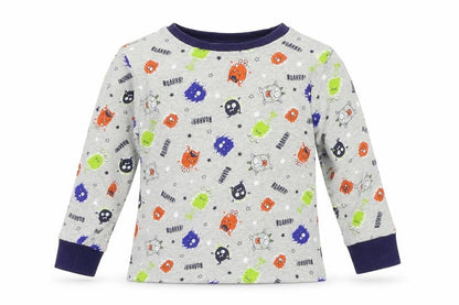 F&F Boys Grey Geometric Jersey  Pyjama Top Size 2-3 Years  - Monster