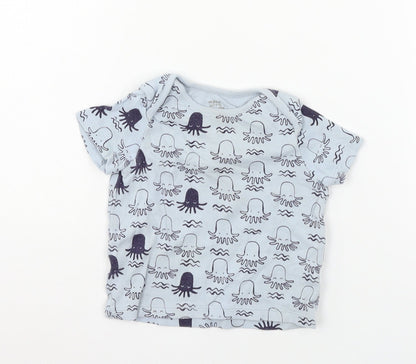 F&F Boys Blue Geometric Jersey Basic T-Shirt Size 9-12 Months  - Octopus