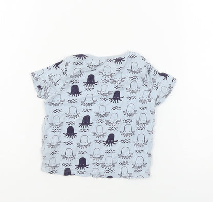 F&F Boys Blue Geometric Jersey Basic T-Shirt Size 9-12 Months  - Octopus