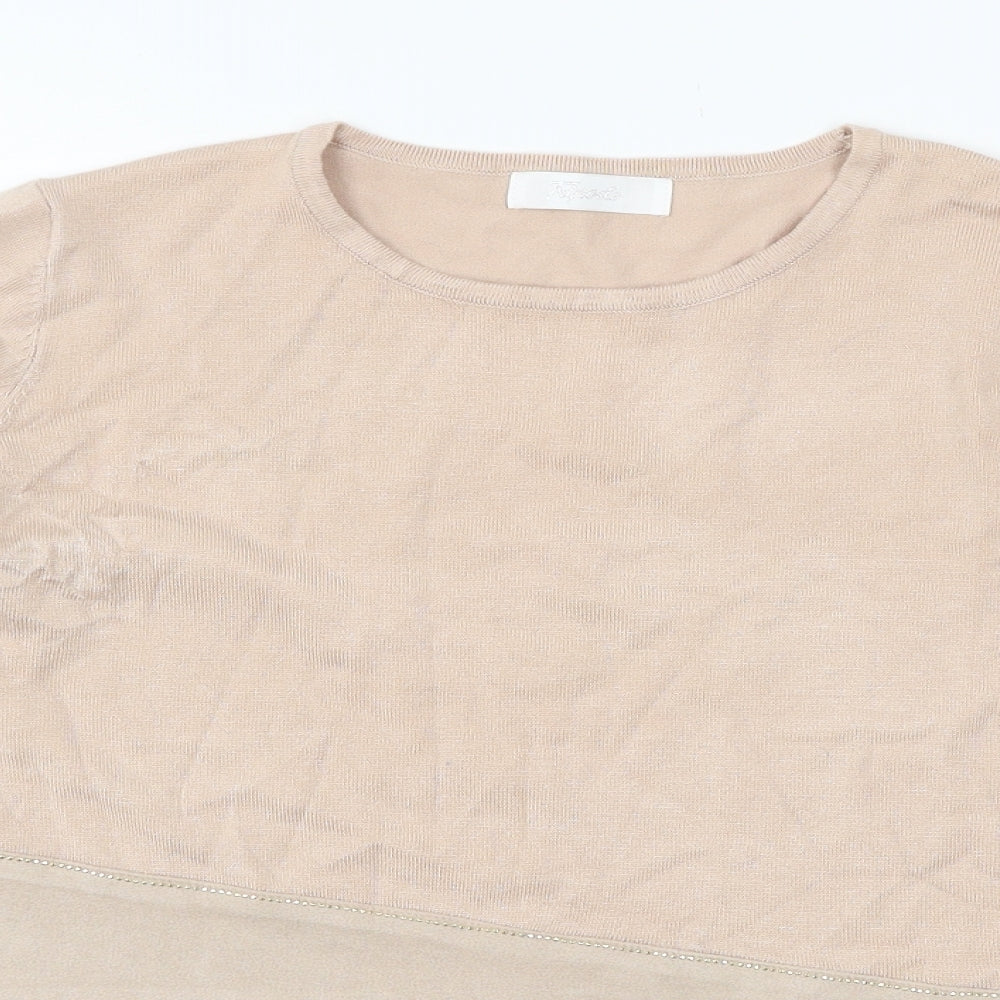 Firpode Womens Pink  Knit Basic T-Shirt Size L